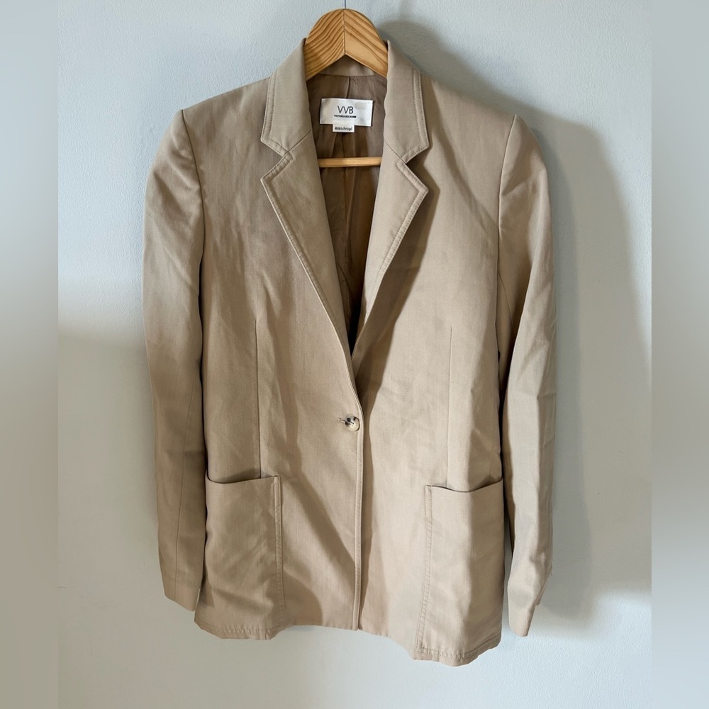 Victoria Beckham Oversized Wool Blazer Beige Size 2 - Picture 5 of 14